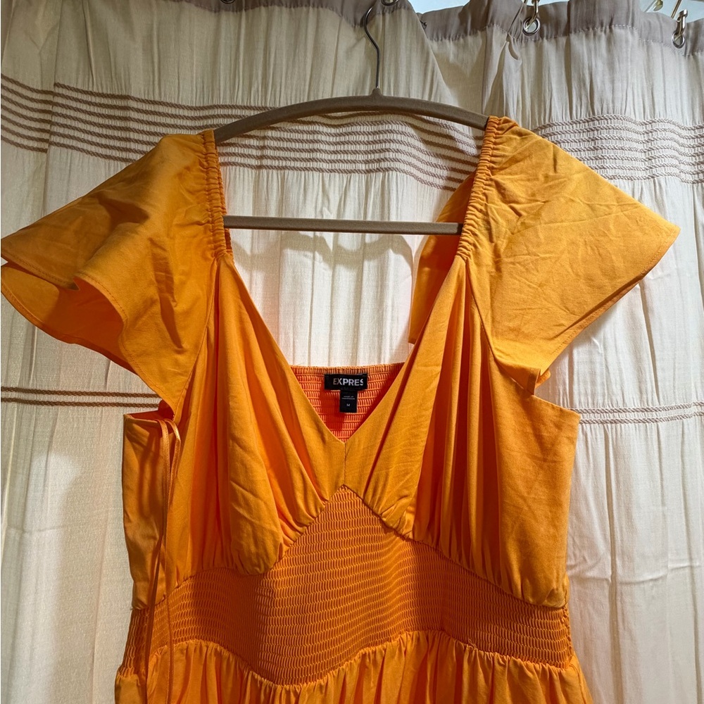 Express Orange V-Neck Tiered Maxi Dress - Picture 2 of 3